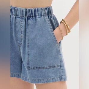 Entro Women’s Desi Pull On Jean Shorts Denim Elastic Waistband High Rise Size M